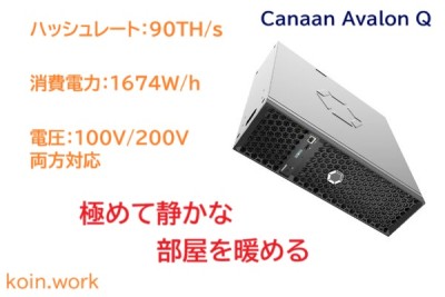 Avalon Q 90TH/s ASICマイニングマシン
